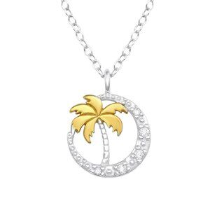 Sterling Silver and 14K Gold Vermeil Palm Tree Necklace